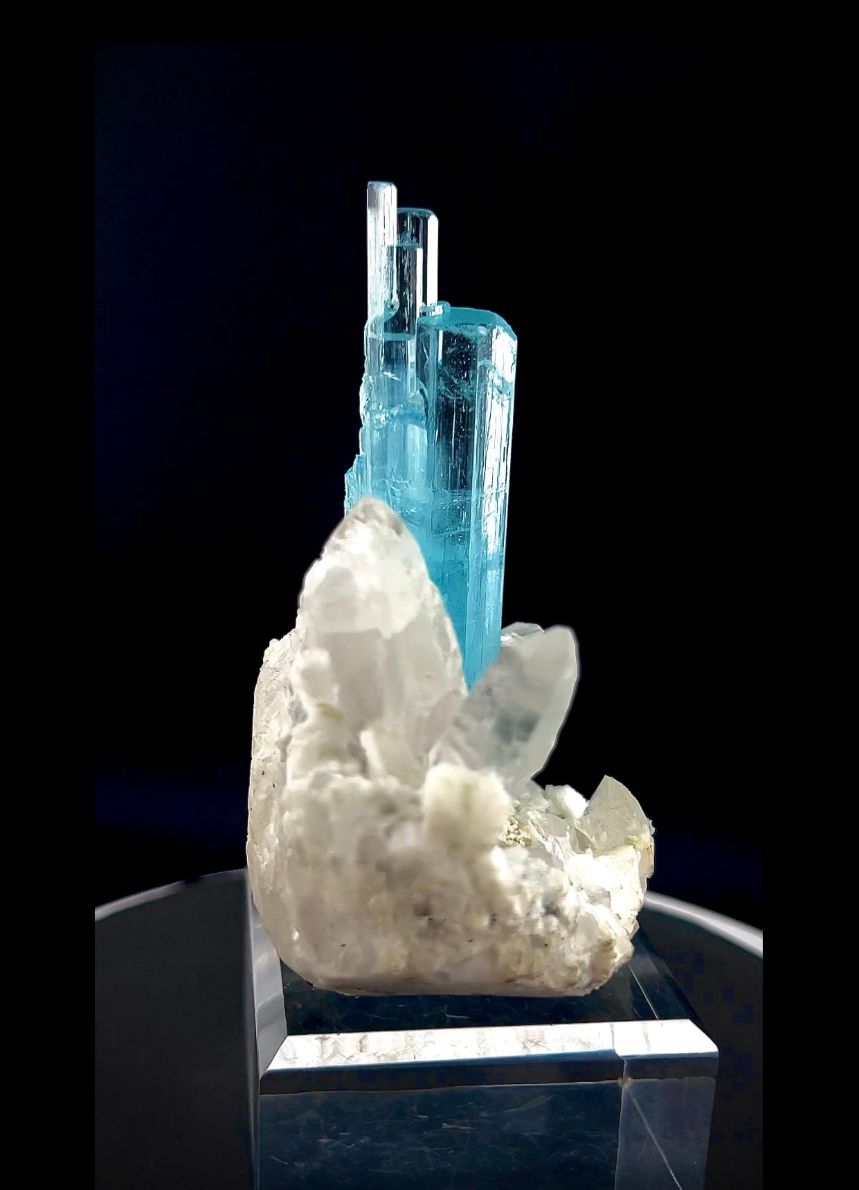 Blue Aquamarine Crystals With Quartz on Matrix from Pakistan - 162 Grams
