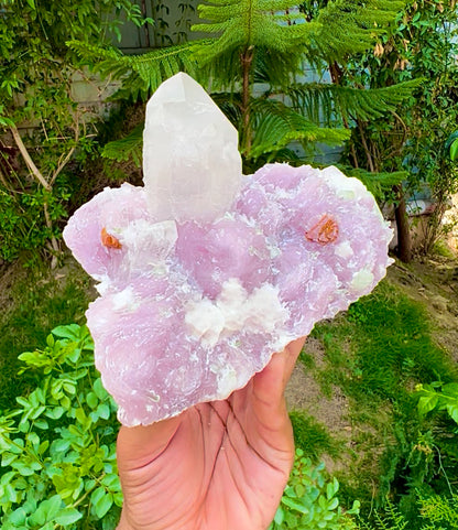 Orange Microlite with Green Tourmalines, Pink Lepidolite and Quartz from Skardu Pakistan - 1083 grams