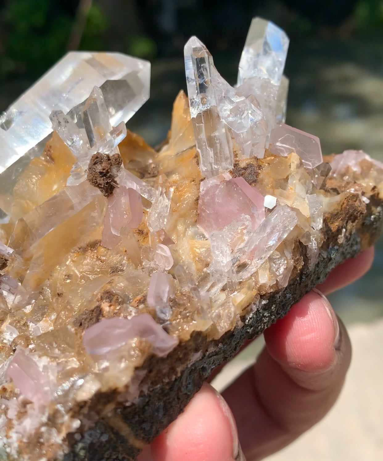 Pink Apatites with Feden Quartz on Matrix from Pakistan - 420