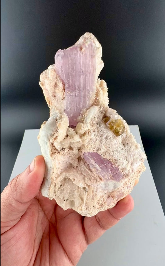 Pink Kunzite With tantalite Specimen From Afghanistan - 219 Grams