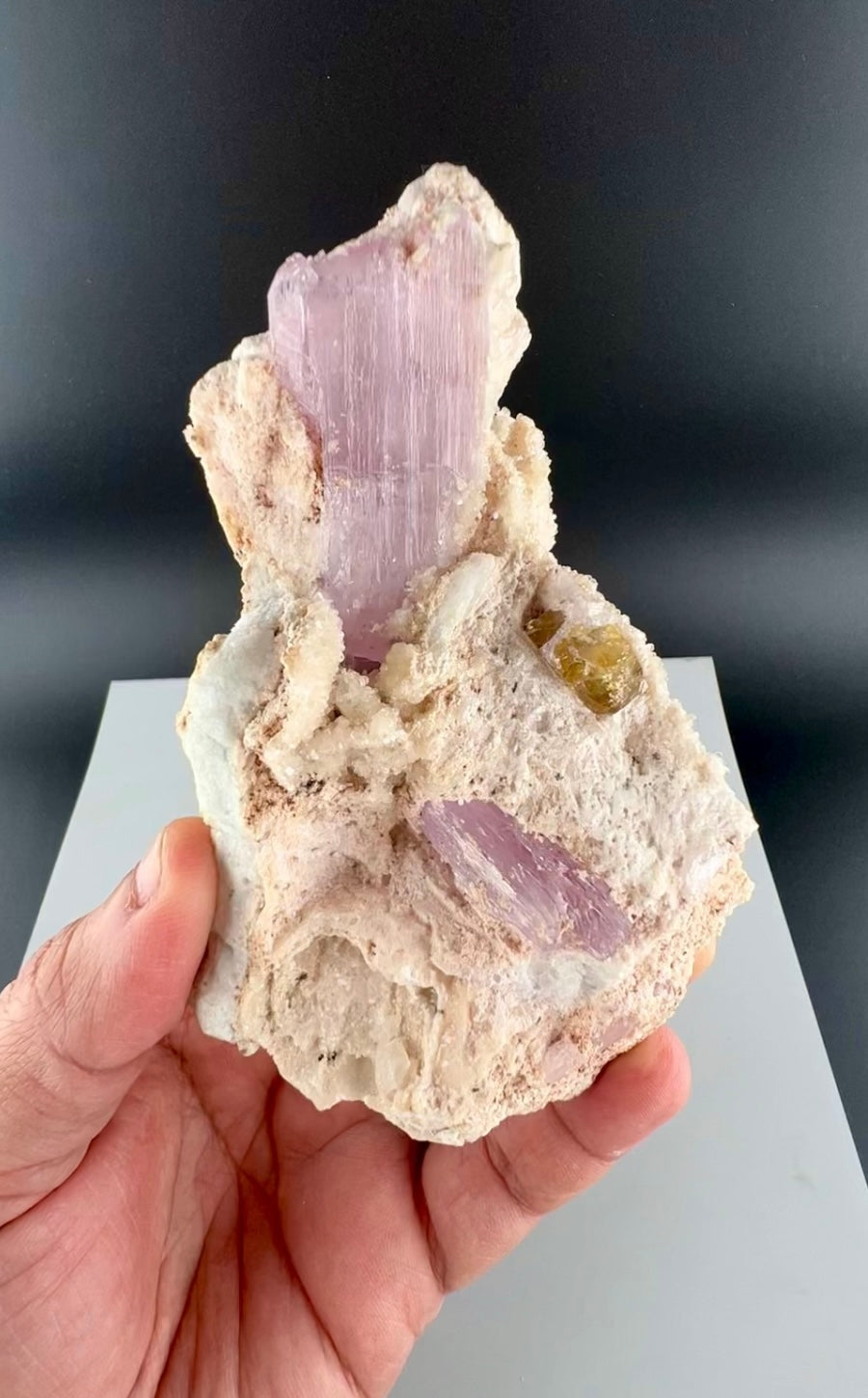 Pink Kunzite With tantalite Specimen From Afghanistan - 219 Grams