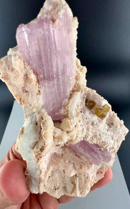 Pink Kunzite With tantalite Specimen From Afghanistan - 219 Grams