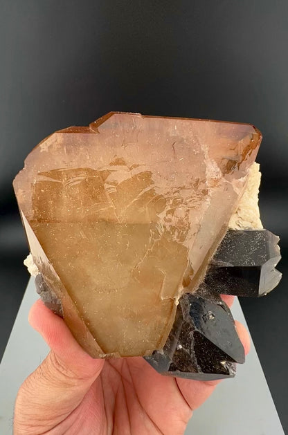 Golden Topaz Crystal With Smokey Quartz From Pakistan - 405 Grams