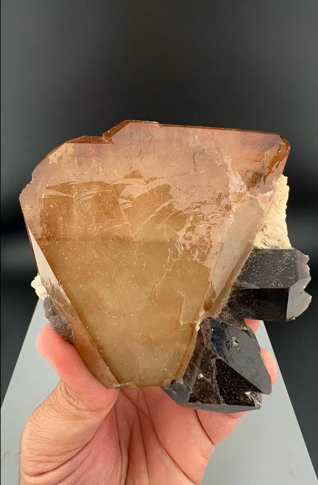 Golden Topaz Crystal With Smokey Quartz From Pakistan - 405 Grams