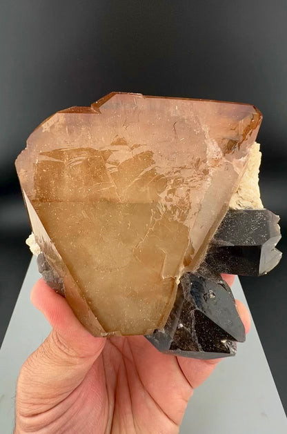 Golden Topaz Crystal With Smokey Quartz From Pakistan - 405 Grams