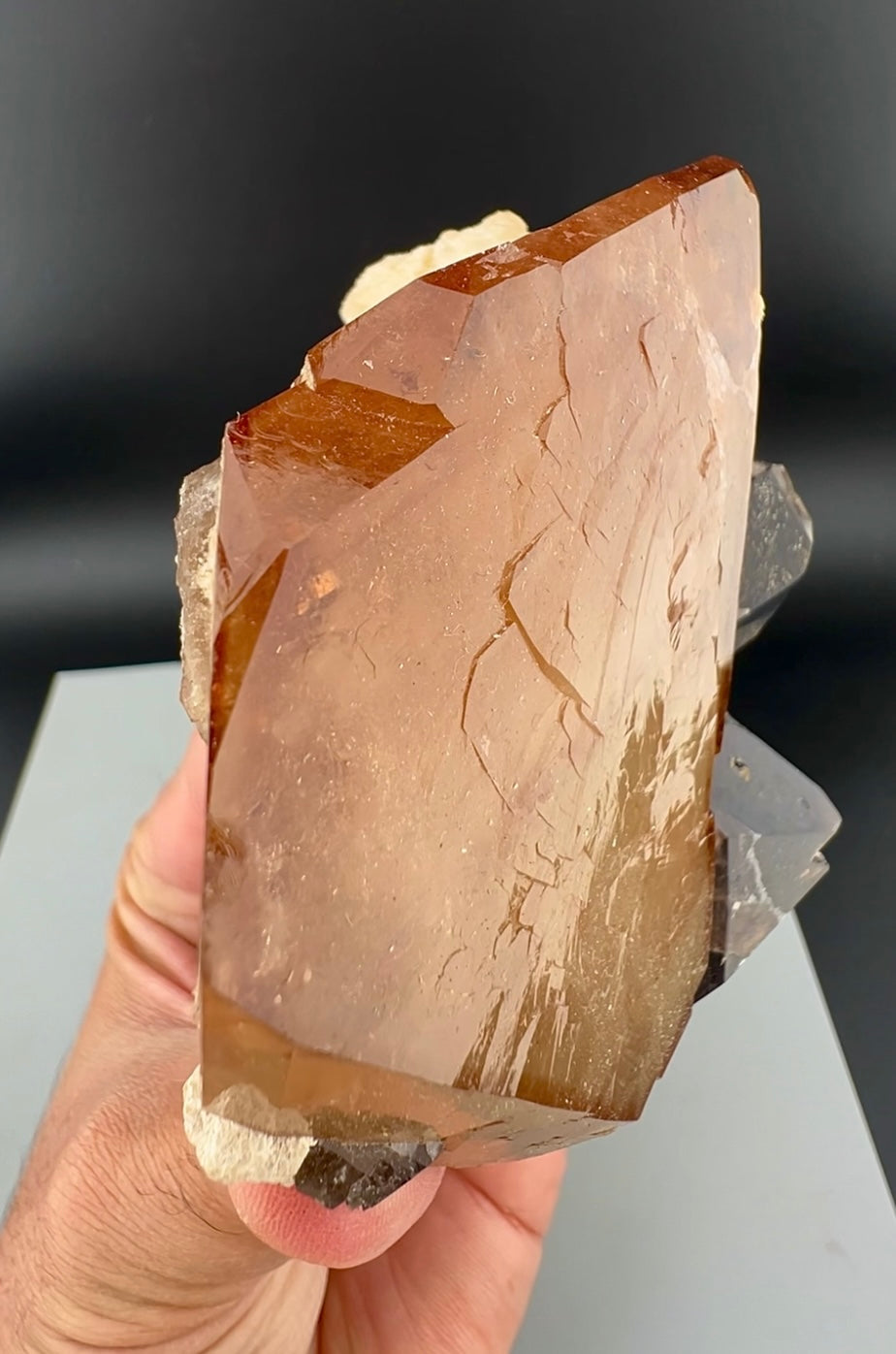 Golden Topaz Crystal With Smokey Quartz From Pakistan - 405 Grams