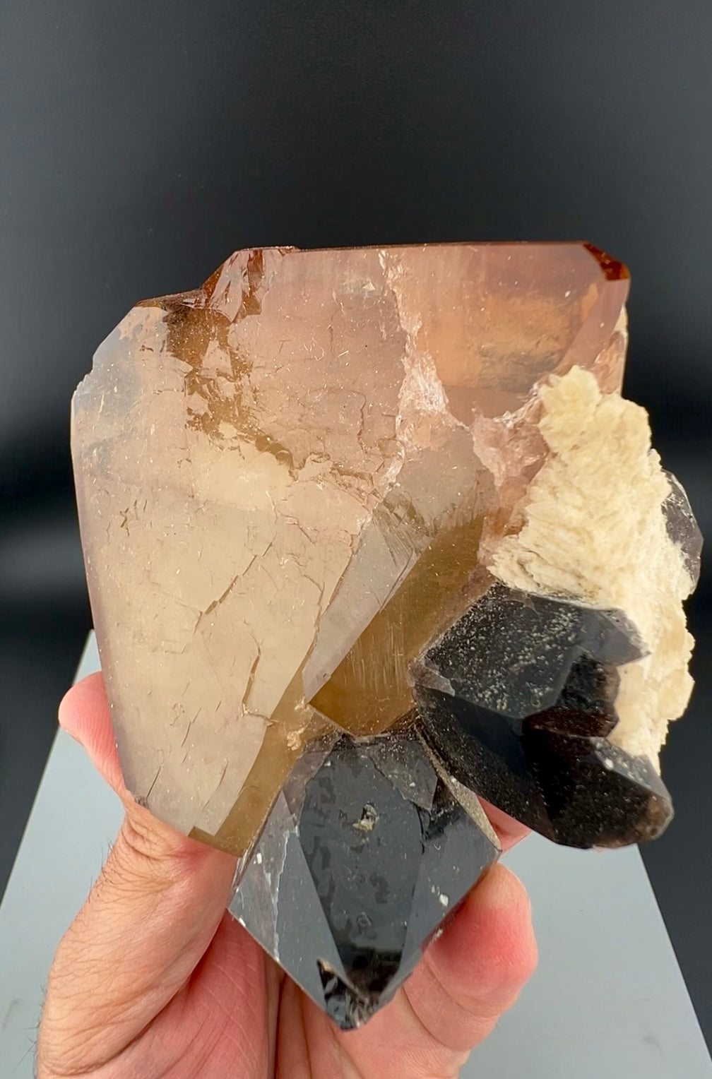 Golden Topaz Crystal With Smokey Quartz From Pakistan - 405 Grams