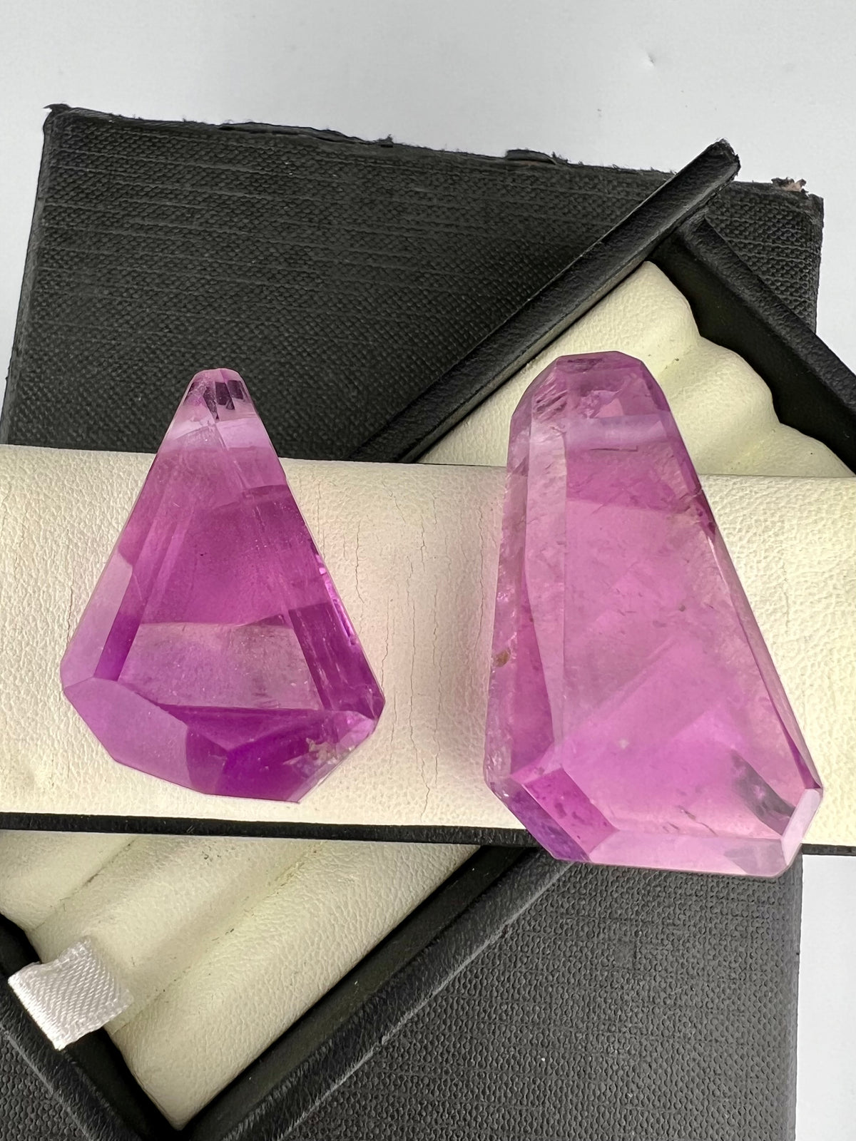 Natural Pink Kunzite Pendant Pair – Polished Gemstone Crystals