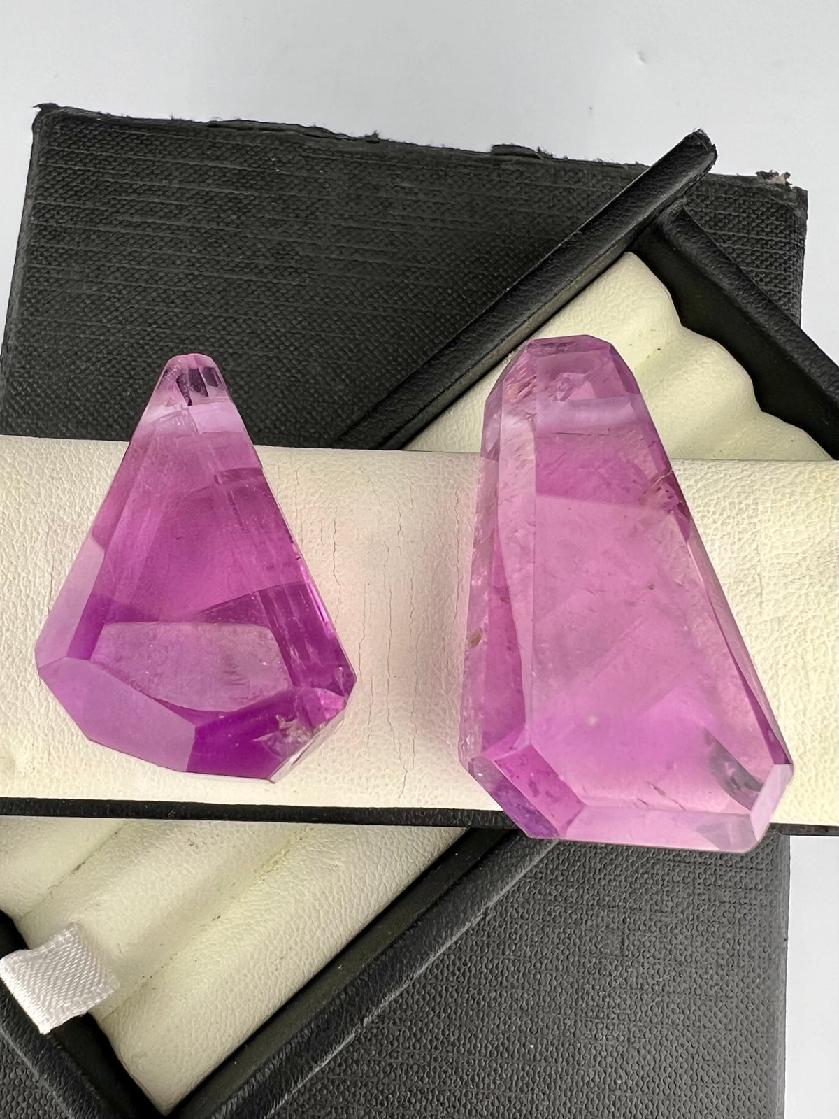 Natural Pink Kunzite Pendant Pair – Polished Gemstone Crystals