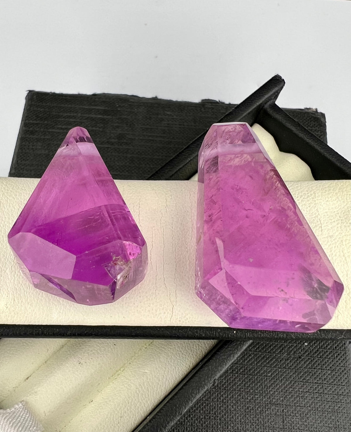 Natural Pink Kunzite Pendant Pair – Polished Gemstone Crystals