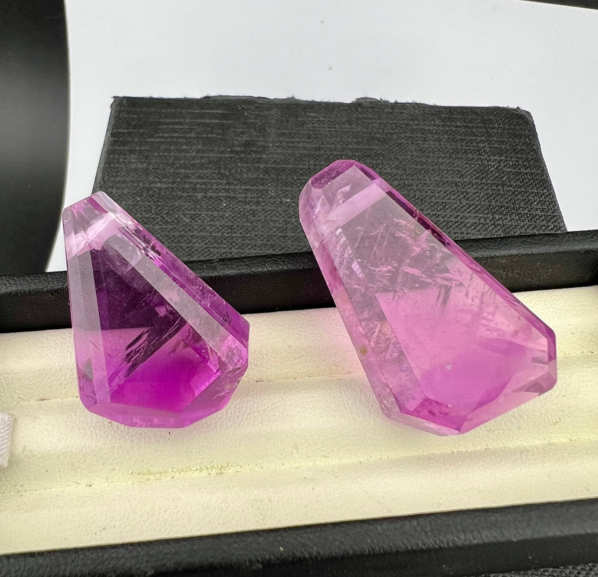Natural Pink Kunzite Pendant Pair – Polished Gemstone Crystals