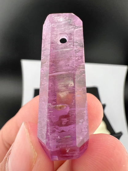 Natural Pink Kunzite Pendant Pair – Polished Gemstone Crystals