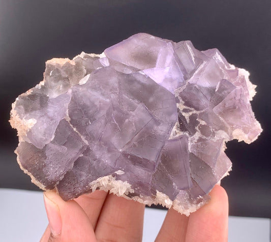 Purple Phantom Fluorite Crystal With Calcite From Pakistan - 188 Gram