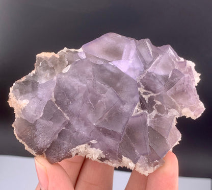 Purple Phantom Fluorite Crystal With Calcite From Pakistan - 188 Gram