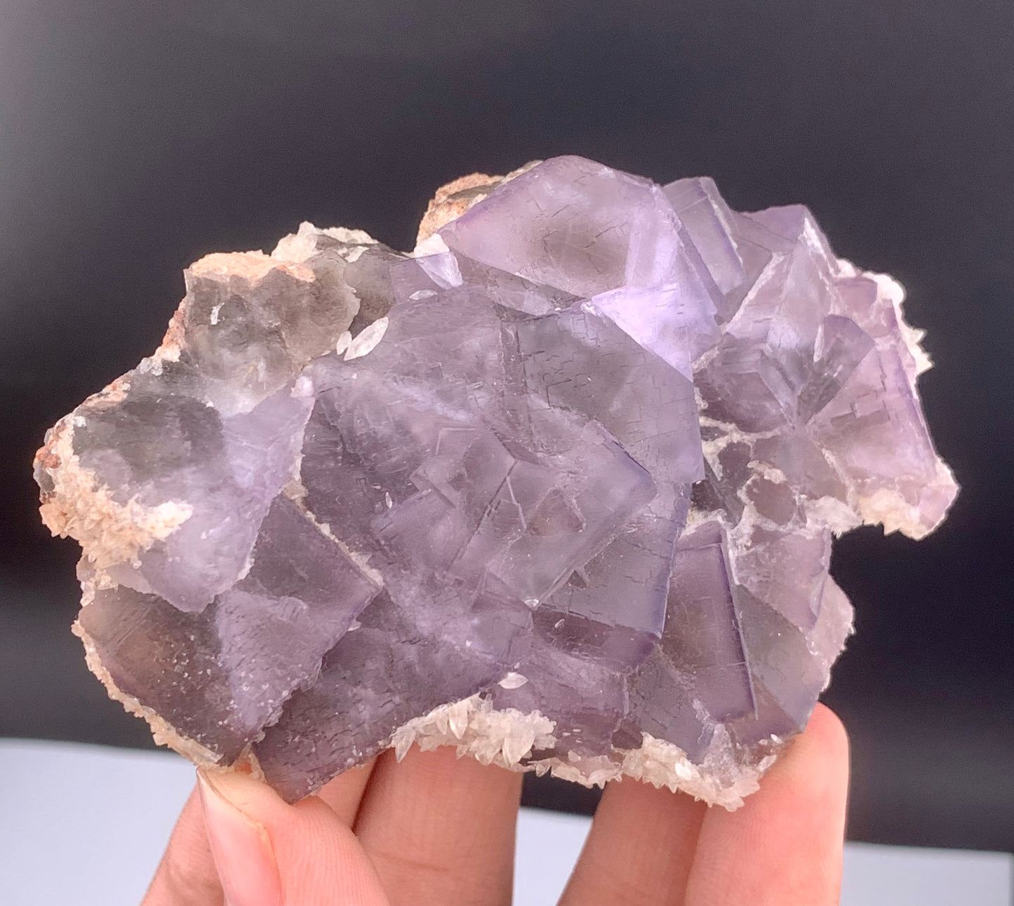 Purple Phantom Fluorite Crystal With Calcite From Pakistan - 188 Gram