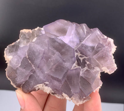 Purple Phantom Fluorite Crystal With Calcite From Pakistan - 188 Gram