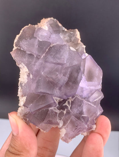 Purple Phantom Fluorite Crystal With Calcite From Pakistan - 188 Gram