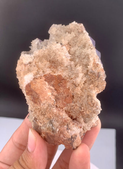 Purple Phantom Fluorite Crystal With Calcite From Pakistan - 188 Gram