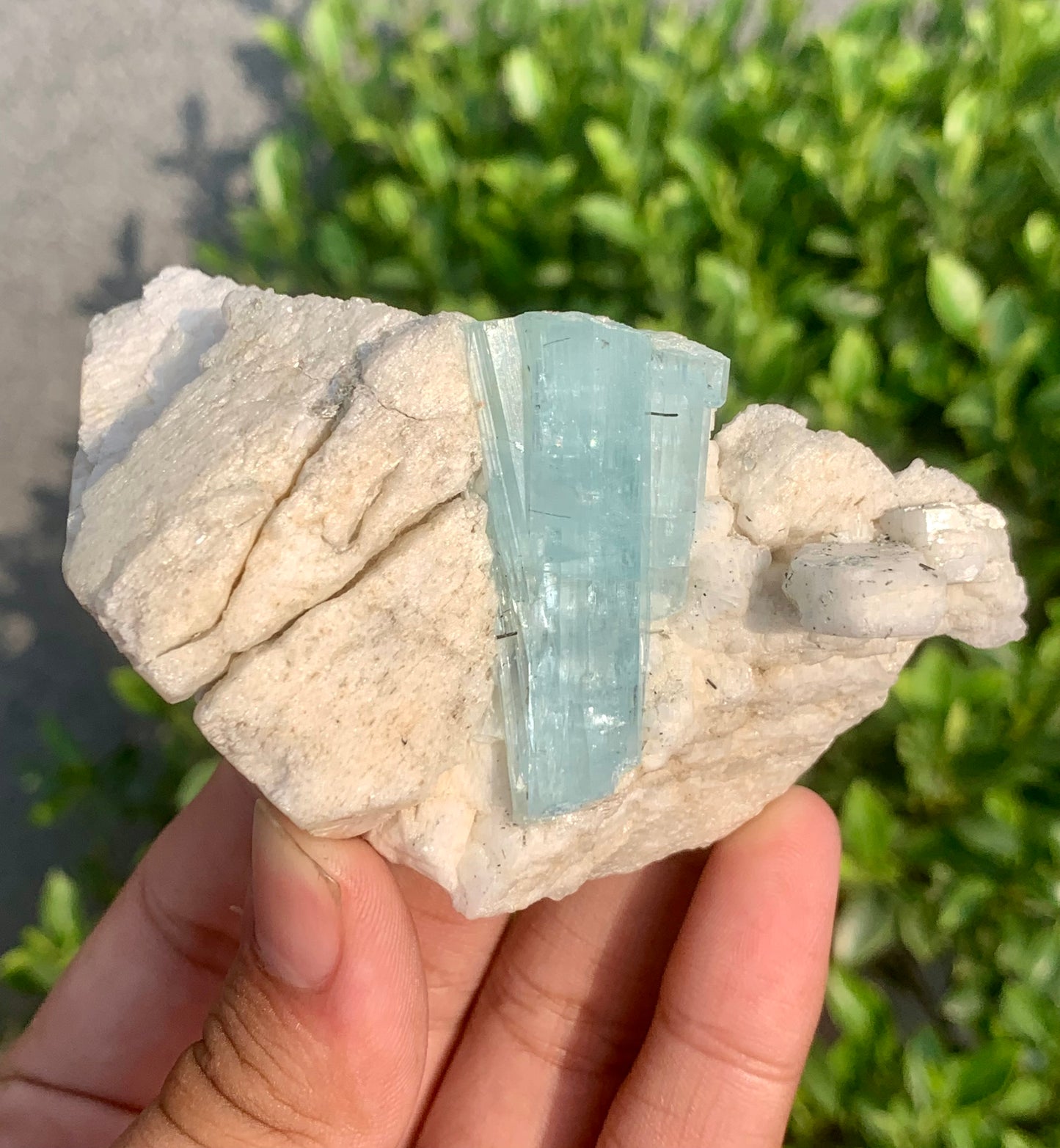 Sky Blue Aquamarine Crystal on Feldspar From Pakistan - 142 Grams
