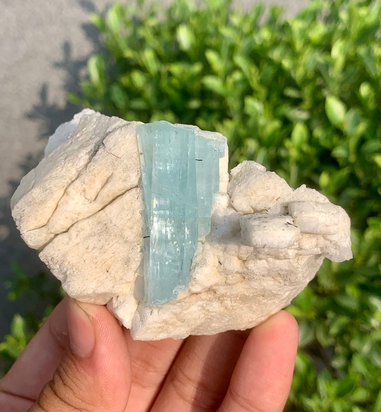 Sky Blue Aquamarine Crystal on Feldspar From Pakistan - 142 Grams