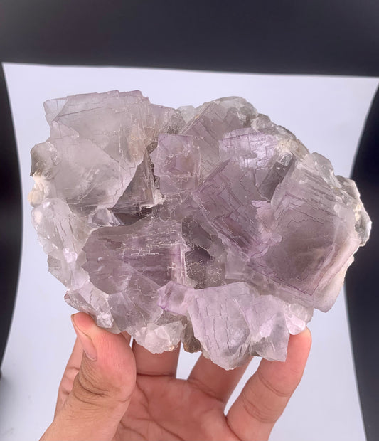Purple Phantom Fluorite Crystal With Calcite From Pakistan - 635 Gram