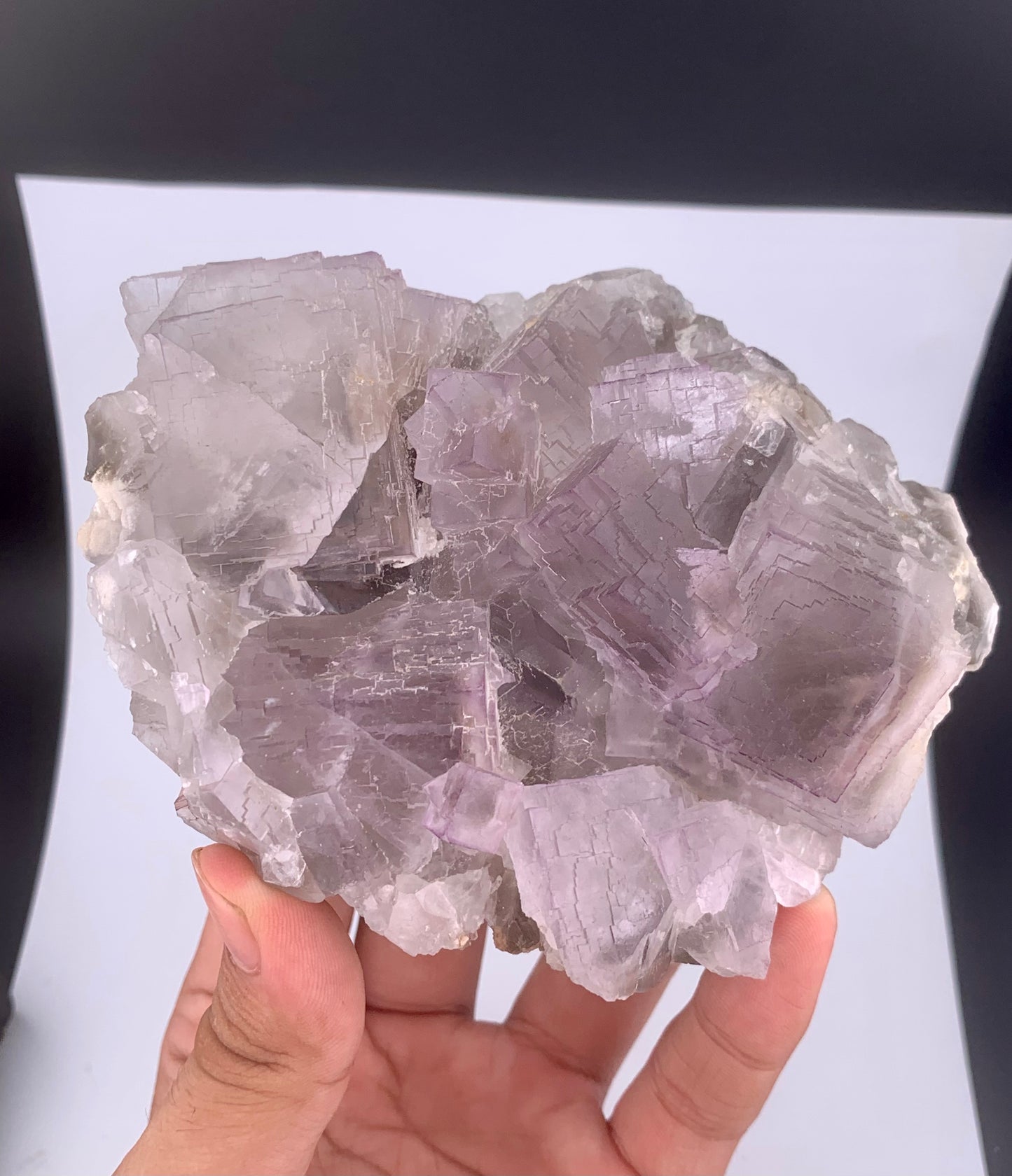 Purple Phantom Fluorite Crystal With Calcite From Pakistan - 635 Gram