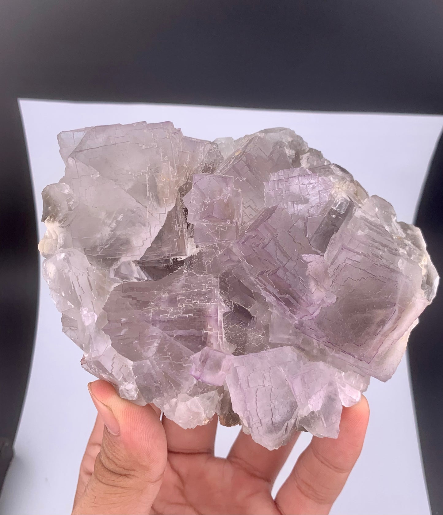 Purple Phantom Fluorite Crystal With Calcite From Pakistan - 635 Gram