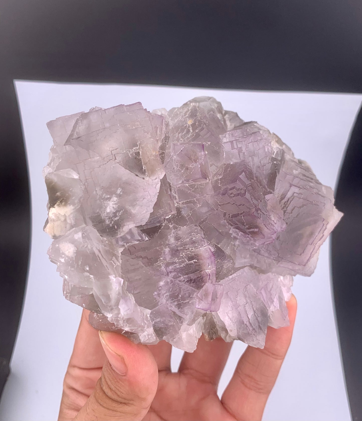 Purple Phantom Fluorite Crystal With Calcite From Pakistan - 635 Gram