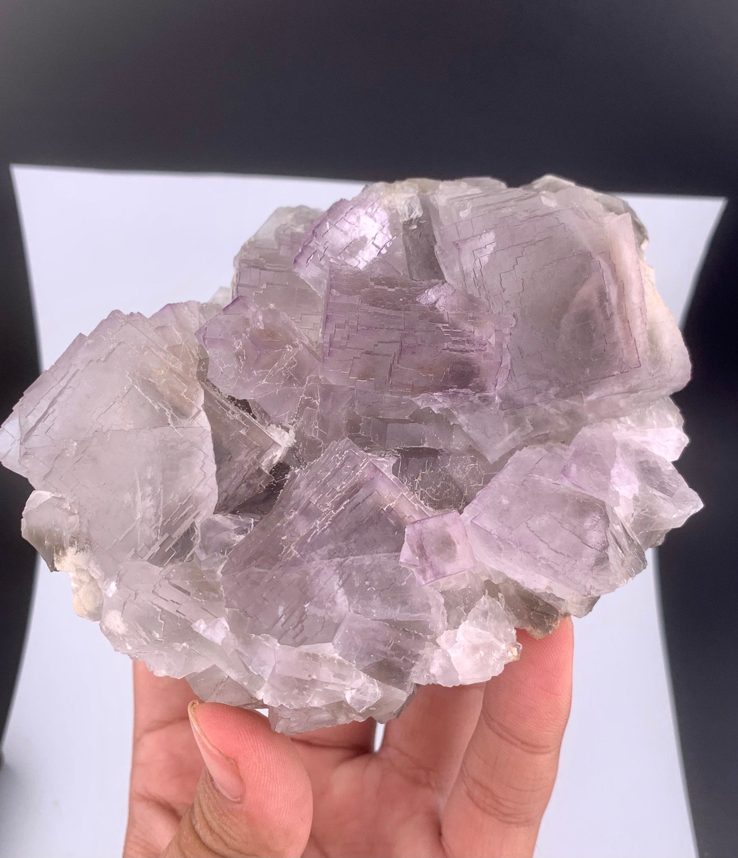 Purple Phantom Fluorite Crystal With Calcite From Pakistan - 635 Gram