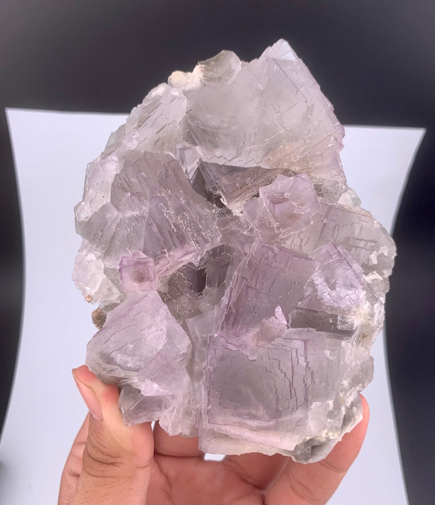 Purple Phantom Fluorite Crystal With Calcite From Pakistan - 635 Gram