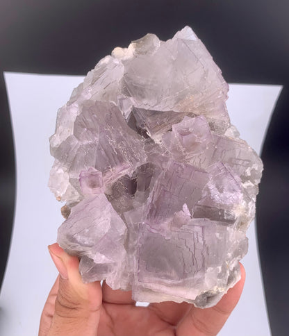 Purple Phantom Fluorite Crystal With Calcite From Pakistan - 635 Gram