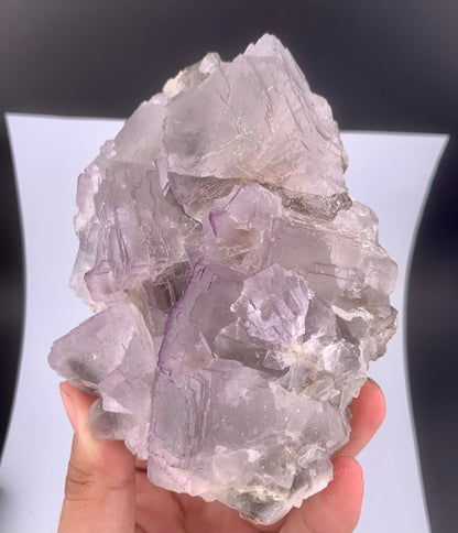 Purple Phantom Fluorite Crystal With Calcite From Pakistan - 635 Gram