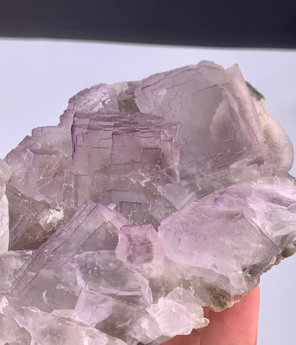 Purple Phantom Fluorite Crystal With Calcite From Pakistan - 635 Gram