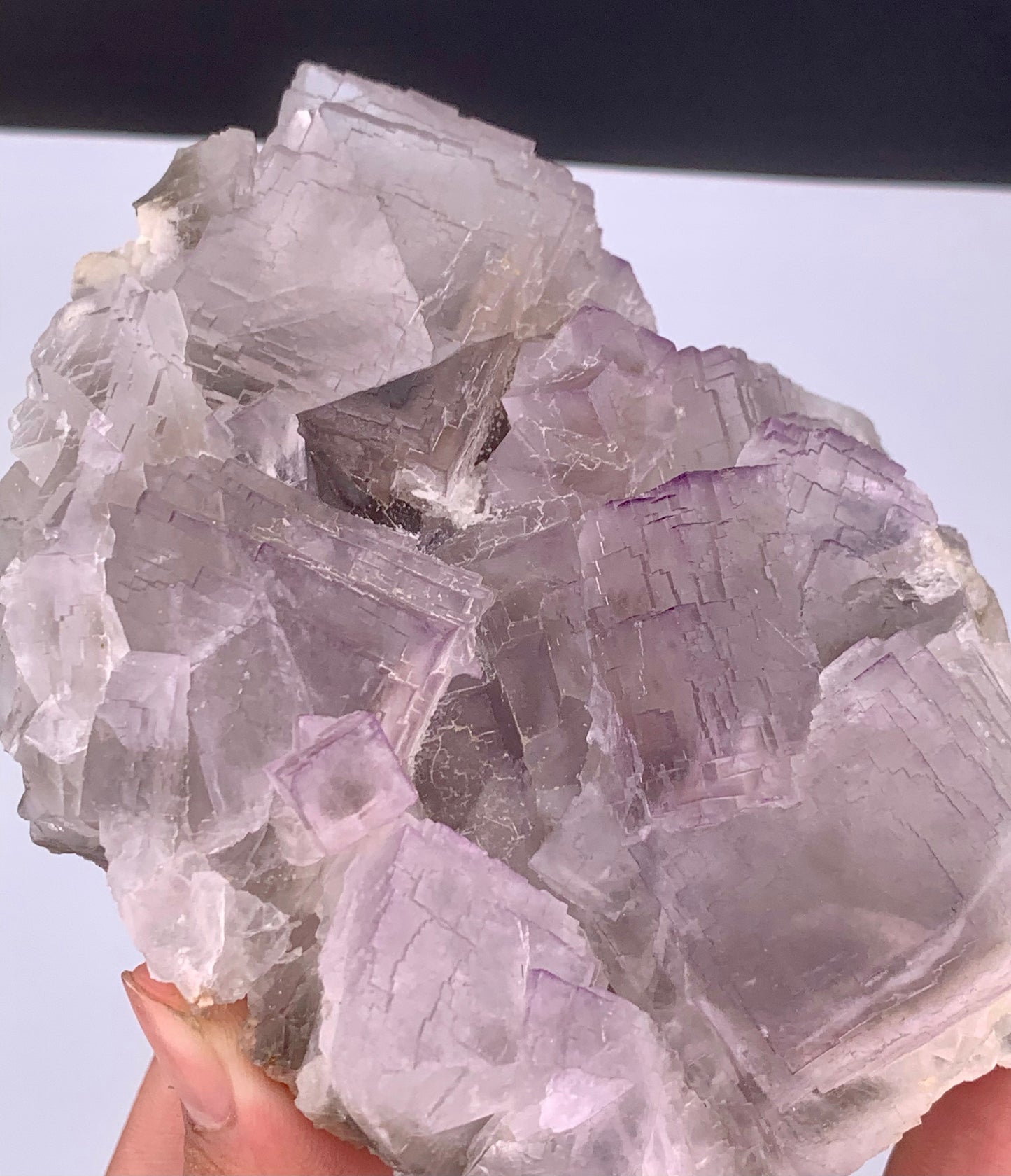 Purple Phantom Fluorite Crystal With Calcite From Pakistan - 635 Gram