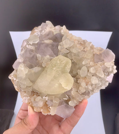 Purple Phantom Fluorite Crystal With Calcite From Pakistan - 611 Gram