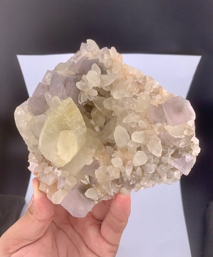 Purple Phantom Fluorite Crystal With Calcite From Pakistan - 611 Gram
