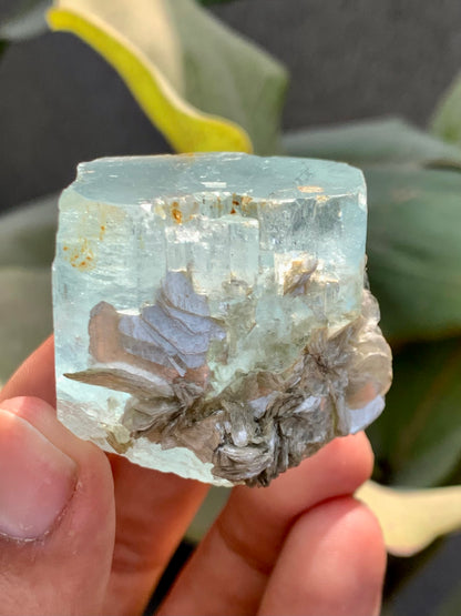 Blue Aquamarine Crystal, With Mica  From Skardu Pakistan- 90 Gram
