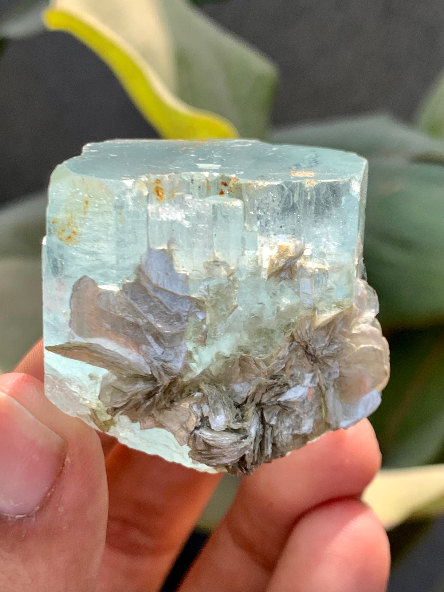 Blue Aquamarine Crystal, With Mica  From Skardu Pakistan- 90 Gram