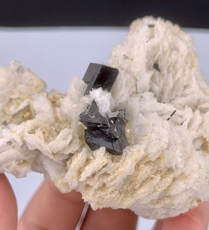 Rare Black Cassiterite Crystal With Tourmaline on Albite From Skardu Pakistan - 99 Grams