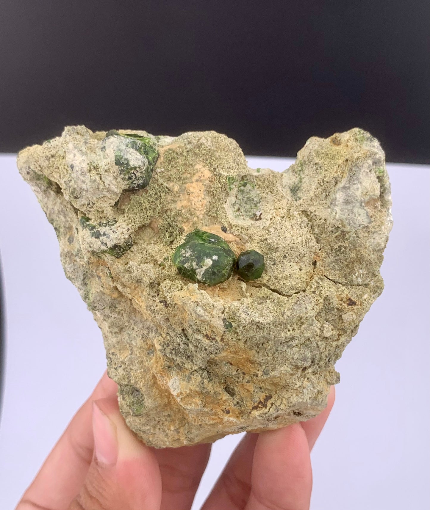 Green Demantoid Garnet Crystals On Matrix - 192 Grams
