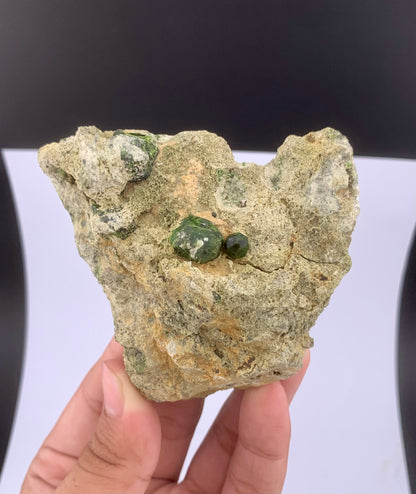 Green Demantoid Garnet Crystals On Matrix - 192 Grams