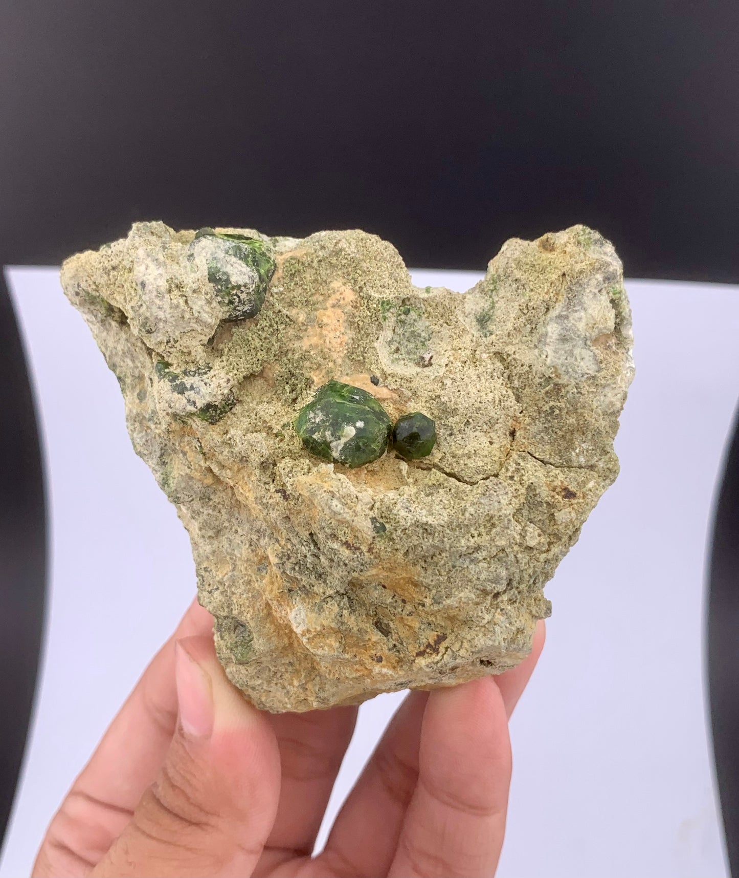 Green Demantoid Garnet Crystals On Matrix - 192 Grams
