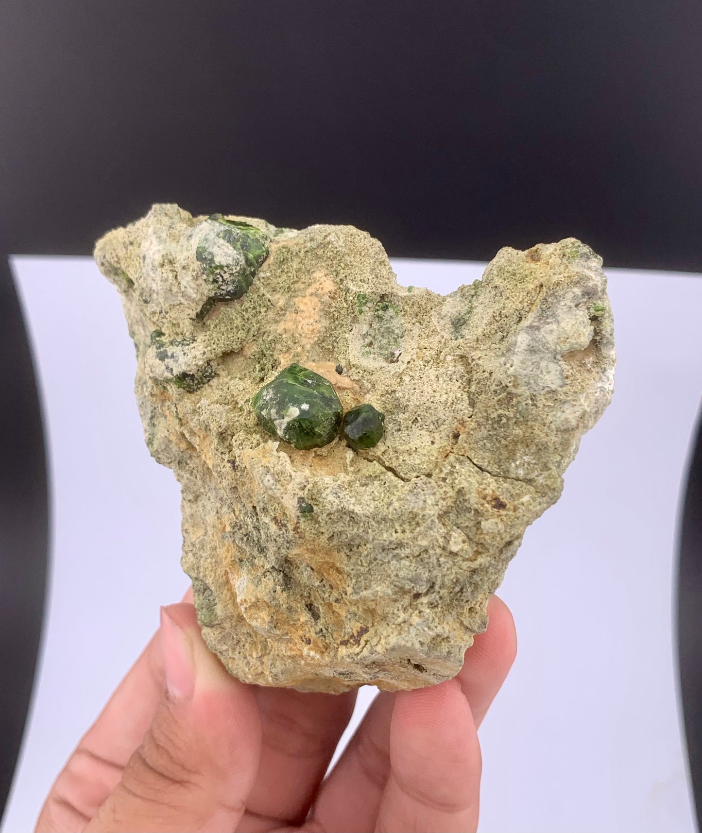 Green Demantoid Garnet Crystals On Matrix - 192 Grams
