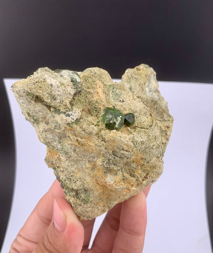 Green Demantoid Garnet Crystals On Matrix - 192 Grams