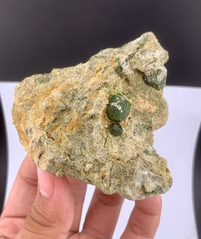 Green Demantoid Garnet Crystals On Matrix - 192 Grams