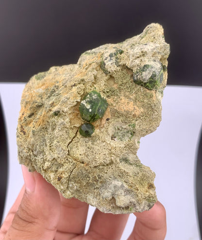 Green Demantoid Garnet Crystals On Matrix - 192 Grams