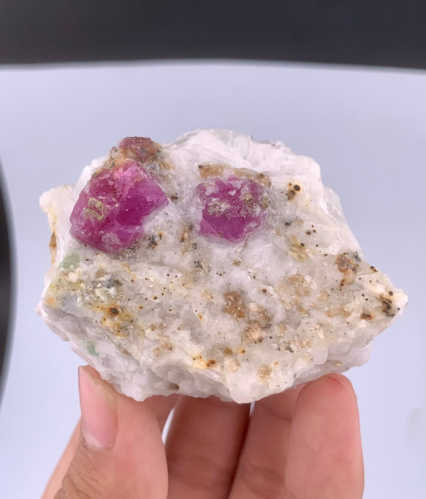 Pink Ruby Crystals On Matrix From Afghanistan - 128 Grams