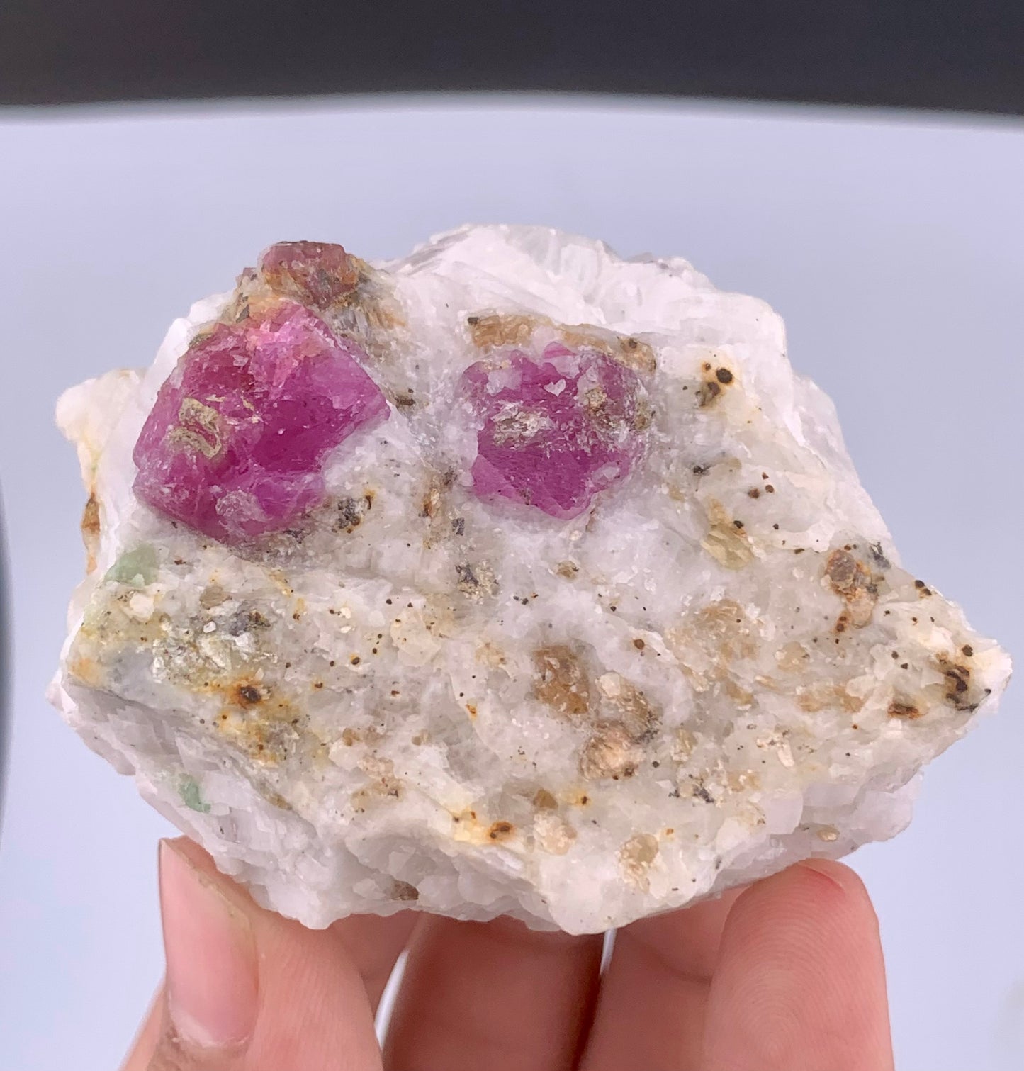 Pink Ruby Crystals On Matrix From Afghanistan - 128 Grams
