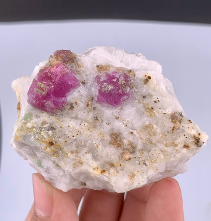 Pink Ruby Crystals On Matrix From Afghanistan - 128 Grams