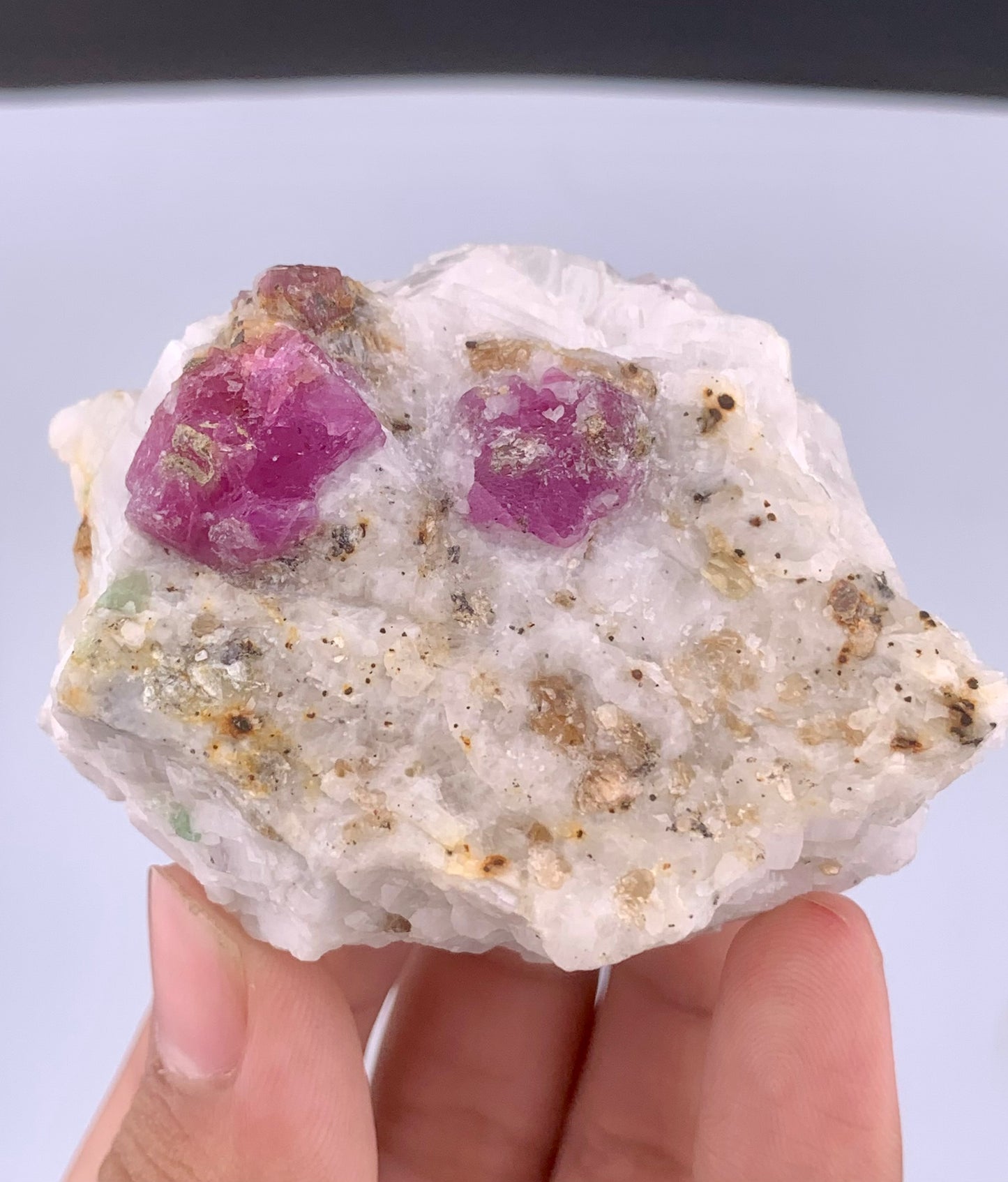 Pink Ruby Crystals On Matrix From Afghanistan - 128 Grams